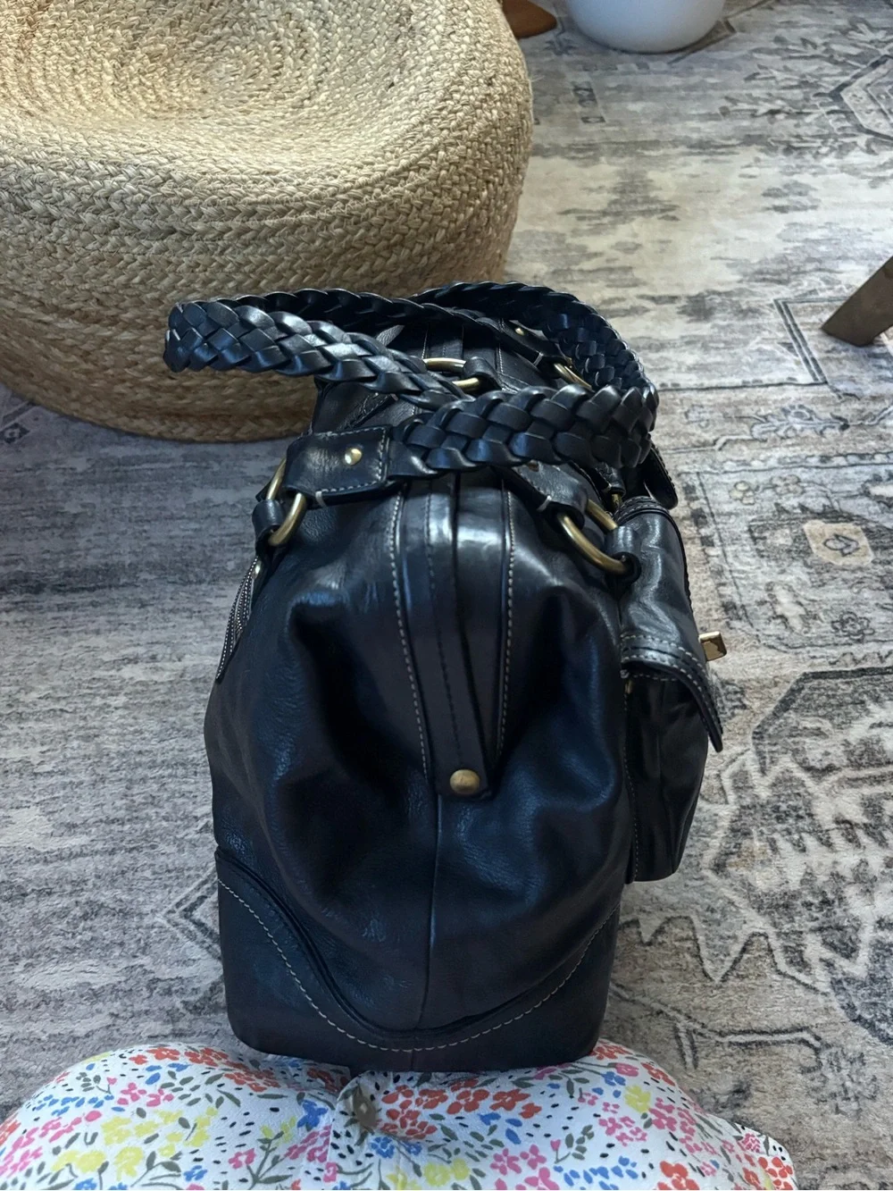 COACH Y2K BLACK VACHETTA LEATHER LG DAPHNE DOCTOR SATCHEL TOTE BAG 3569 black